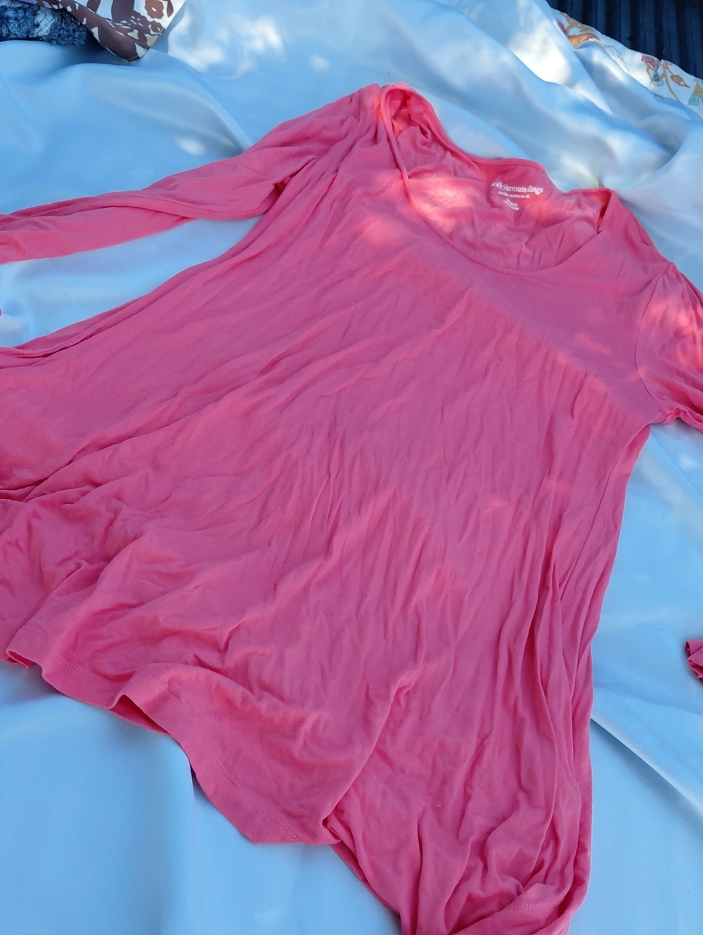 Soft Surroundings Coral Pink Long-Sleeve Swing Tunic